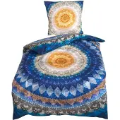 TRAUMSCHLAF Mako-Satin Bettwäsche Orient Dream blau 155x220 cm + 80x80 cm