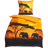 TRAUMSCHLAF Mako-Satin Bettwäsche Afrika gelb 135x200 cm + 80x80 cm