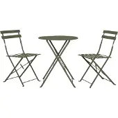Ebuy24 Grünes Café-Set aus Stahl für 2 Personen, Tisch 60x60 cm, Stühle 80 cm hoch