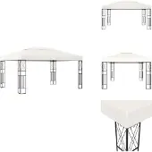 vidaXL Pavillon 3×4 m Creme Stoff - Pavillons & Partyzelte
