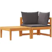 vidaXL 2-tlg. Garten-Lounge-Set mit Dunkelgrauen Kissen Akazienholz
