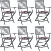 vidaXL Klappbare Gartenstühle 6 Stk. mit Kissen Massivholz Akazie