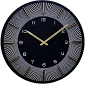 Nextime Quarzwanduhr 40x40 cm, schwarz-gold, MDF, analog