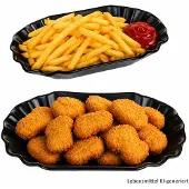 MamboCat 2x Black Fries Pommesschale schwarz Currywurst-Schale Porzellan Servier-Teller