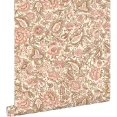 ESTAhome Tapete Blumenmuster Braun und Terrakottarosa 50 x 900 cm
