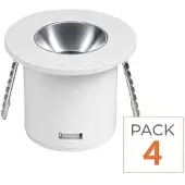 Silamp Mini-Spot-LED, einbaubar, 1 Watt, 90° Abstrahlwinkel, rund, weiß - Packung mit 4 Stück