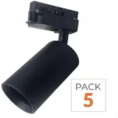 Silamp Spot-Leuchte für Schiene, 80°, dreipolig, schwarz, für Glühbirne GU10 - 5er-Pack