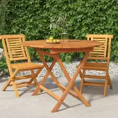 vidaXL Möbel Gartentisch Klappbar Ø 85x75 cm Massivholz Teak - Gartentische &28665