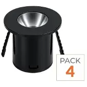 Silamp 4er-Pack – 1 W, 90°, runde, schwarze LED-Mini-Einbaustrahler