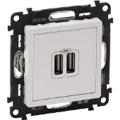 Legrand USB-Ladedose 2-fach, 2400mA, Serie Valena Life, ultraweiß, 1 Stk.