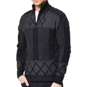 O46rn Ausgefallener Herren Strick-Pullover mit Stehkragen gemusterter Regular Fit Sweater 13388 Schwarz