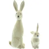 Frank Flechtwaren Osterdeko 514044, natur, Hasenfiguren aus Holz, 11 & 20 cm hoch, 2 Stück