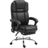Dopwii Verstellbarer Bürostuhl mit 6 Massagepunkten, Wärmefunktion, Fußstütze, Kunstleder, Schwarz