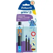 Pelikan griffix Tintenschreiber Neon Black für Linkshänder, Schreiblernstift mit ergonomischer