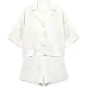 Gisela Shorts&shirt Satin Jacquard Fabric Pyjama Mit 3/4-Ärmeln