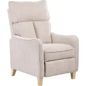 Beliani Fernsehsessel Hellbeige Stoffbezug Gepolstert mit Armlehnen Manuell Verstellbare Rückenlehne und Fußteil Retro Design Wohnzimmer Ausstattung