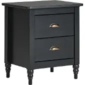 Beliani Nachttisch Schwarz aus Kiefernholz mit 2 Schubladen Stauraum Modernes Design Klassisch Traditionell Retro Nachtschrank für Schlafzimmer Möbel