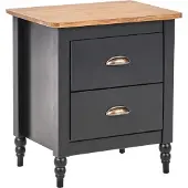 Beliani Nachttisch Schwarz u. Braun aus Kiefernholz mit 2 Schubladen Stauraum Modern Klassisch Traditionell Retro Nachtschrank für Schlafzimmer