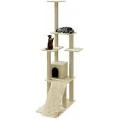 Markenlos Kratzbaum mit Sisal-Kratzsäulen Creme 155 cm für Katzen