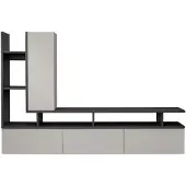 Meublorama Wandkomposition CRONOS – Hängendes TV-Möbel und Stauraum – Eiche Graphite und Kaschmir
