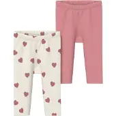 s.Oliver 2er-Pack Leggings Herzen, natur | rosa, 92