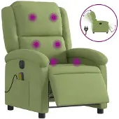 vidaXL Massagesessel Elektrisch Hellgrün Samt