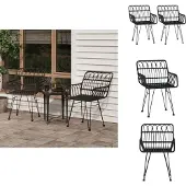 vidaXL Gartenstühle 2 Stk. mit Armlehnen Schwarz 56x64x80 cm PE-Rattan - Gartenstühle