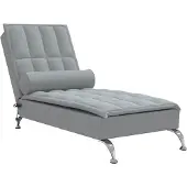 vidaXL Massage-Chaiselongue mit Nackenrolle Hellgrau Stoff