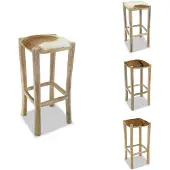vidaXL Barhocker Echtleder und Teak Massivholz - Barhocker