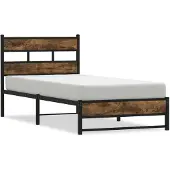 vidaXL Metallbett ohne Matratze Räuchereiche 90x200 cm