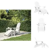 vidaXL Adirondack-Gartenstuhl mit Fußstütze HDPE Weiß - Gartenstühle