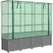 vidaXL Hochbeet mit Gewächshaus-Aufsatz Rattan-Optik 160x40x153 cm