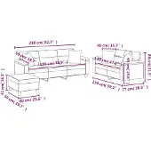 vidaXL 3-tlg. Sofagarnitur mit Kissen Dunkelgrau Mikrofasergewebe