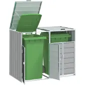 vidaXL Mülltonnenbox für 2 Tonnen Grau 144x81x113 cm Stahl