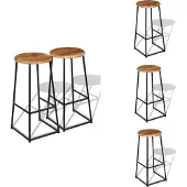 vidaXL Barhocker 2 Stk. Massivholz Teak - Barhocker