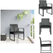 vidaXL Garten-Esszimmerstühle 2 Stk. Dunkelgrau PP-Rattan - Gartenstühle