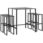 vidaXL 5-tlg. Gartenbar-Set Schwarz Pulverbeschichteter Stahl