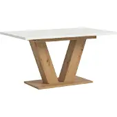 Ebuy24 Motion Esstisch V-Fuß 90x150/190cm inkl. 1 Einlegeplatte weiß, Eiche Nachbildung.