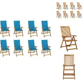 vidaXL Klappbare Gartenstühle mit Kissen 8 Stk. Massivholz Akazie - Gartenstühle