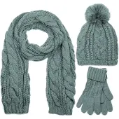 StyleBREAKER "Strick Schal, Mütze & Handschuh Set mit Zopfmuster" 3 Stk.