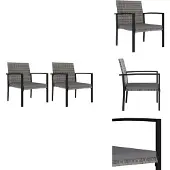 vidaXL Garten-Essstühle 2 Stk. Poly Rattan Grau - Gartenstühle