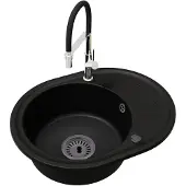 Brado Küchenspüle Einbecken Bella mit schwarzem Siphon und Venice Armatur Chrom