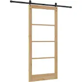 vidaXL Schiebetür ORKDAL Natürlich und Schwarz 93 x 211 cm