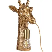 Beliani Tischlampe Gold Kunstharz 40 cm Hoch 1-Flammig Glühbirnen-Optik Tiermotiv Giraffe Langes Kabel mit Schalter Glam Nachttischlampe Leselampe