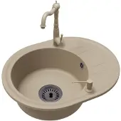 Brado Küchenspüle Einbecken Bella mit Siphon, Retro Armatur und Seifenspender