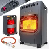 Monzana Gasheizung GH4500 Innenräume 4200W Gasofen 3 Heizstufen inkl. 50cm Gasschlauch Gasdruckregler Keramikheizplatten Camping Gasheizofen mobil