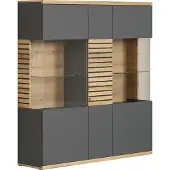 Ebuy24 Norris WO:Ko.+Fr.Anthrazit Melamin/MDF Schwarz mit Evoke Tiefzieh,Highboard breit