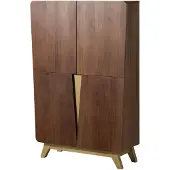 MASSIVMOEBEL24.DE MASSIVMOEBEL24 Highboard Nussbaum-Echtholzfurnier 100x40x145 braun lackiert BUTTERFLY #105