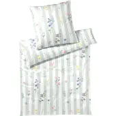 Elegante Mako-Satin-Bettwäsche-Garnitur Flowerstripe Farbe Zartgrün Größe 135x200+80x80