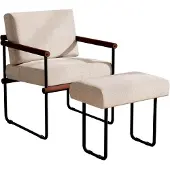Markenlos Moderner Loungesessel mit Metallgestell und Hocker
